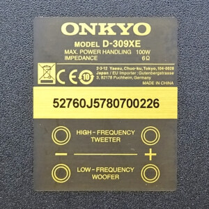 ONKYO スピーカーシステム 銘板